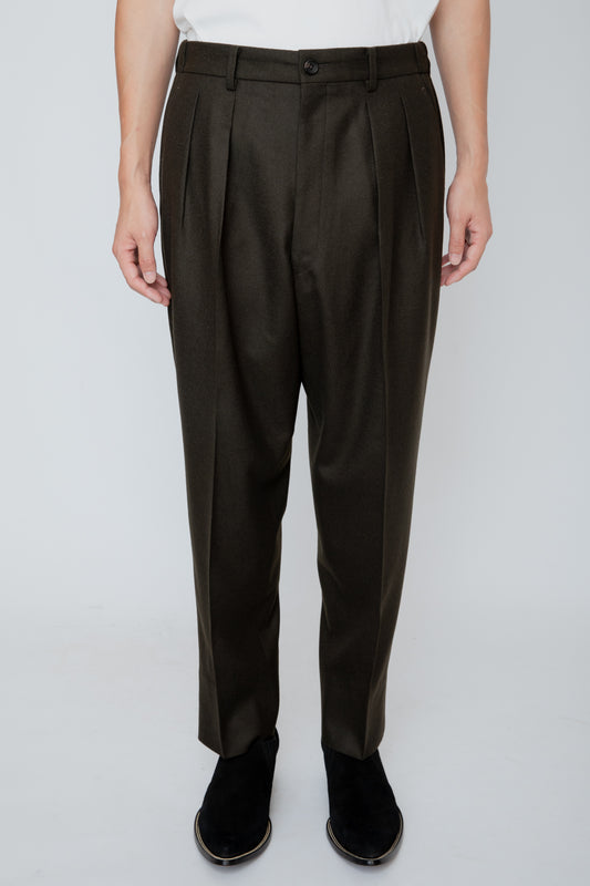 SHIRRING TROUSERS / DARK OLIVE