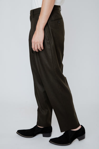 SHIRRING TROUSERS / DARK OLIVE