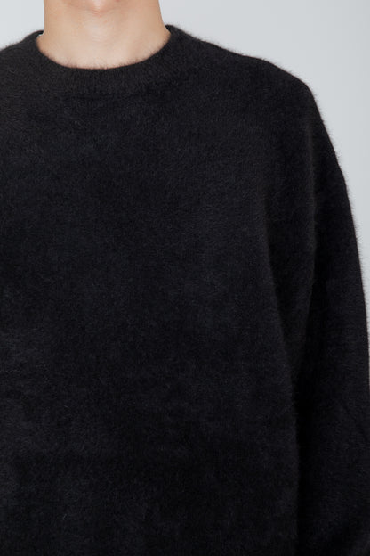 FOX CASHMERE CREW NECK SWEATER / BLACK