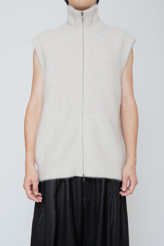 FOX CASHMERE ZIP-UP VEST / IVORY
