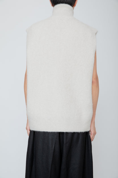 FOX CASHMERE ZIP-UP VEST / IVORY