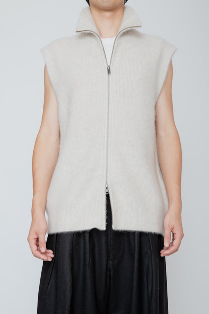 FOX CASHMERE ZIP-UP VEST / IVORY
