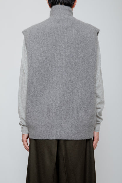 FOX CASHMERE ZIP-UP VEST / GRAY