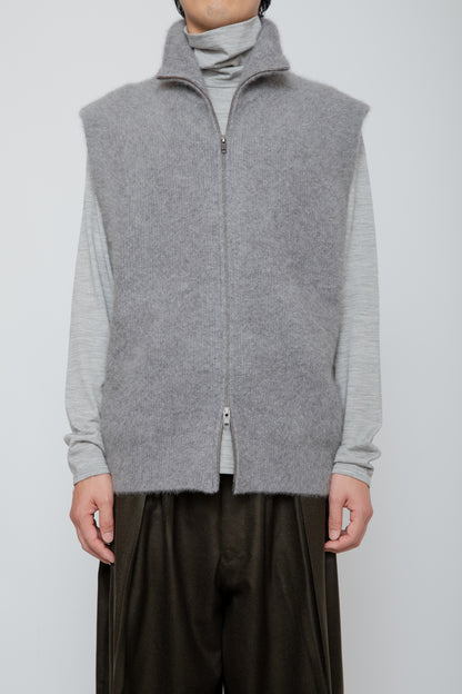 FOX CASHMERE ZIP-UP VEST / GRAY