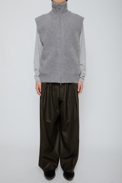 FOX CASHMERE ZIP-UP VEST / GRAY