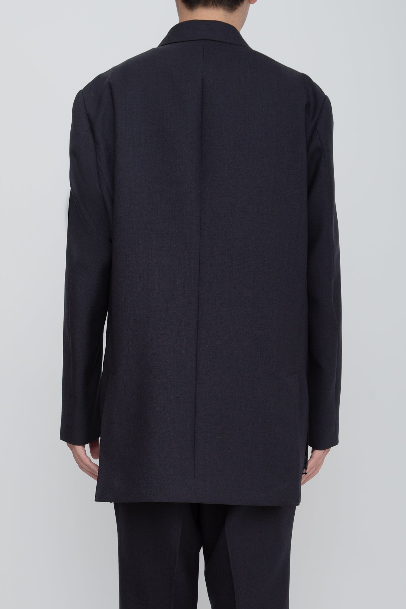 DOUBLE BREASTED LONG JACKET / NAVY