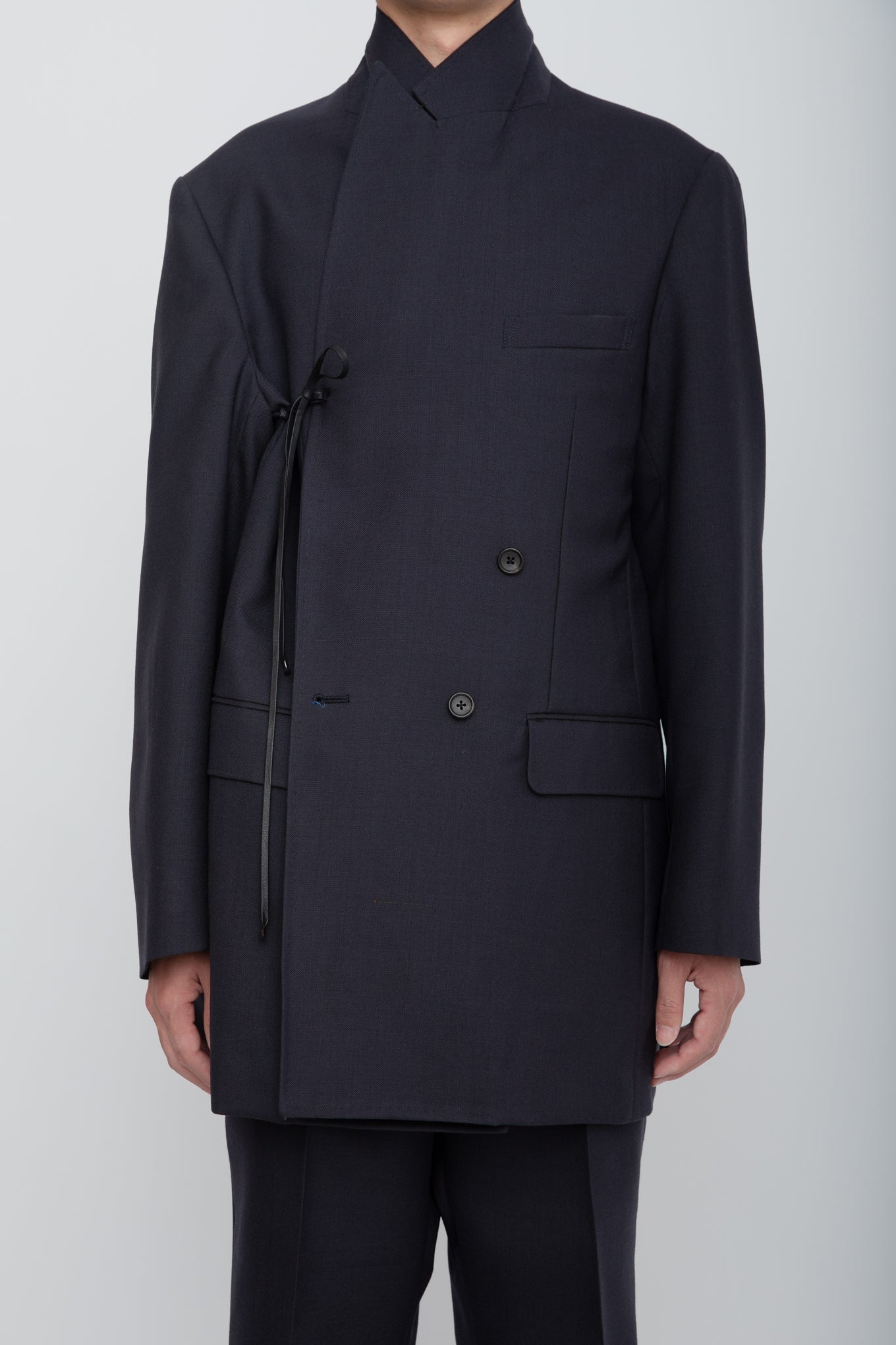 DOUBLE BREASTED LONG JACKET / NAVY