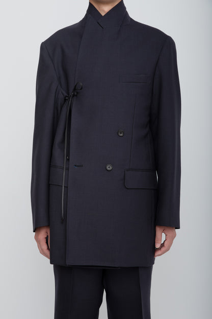 DOUBLE BREASTED LONG JACKET / NAVY