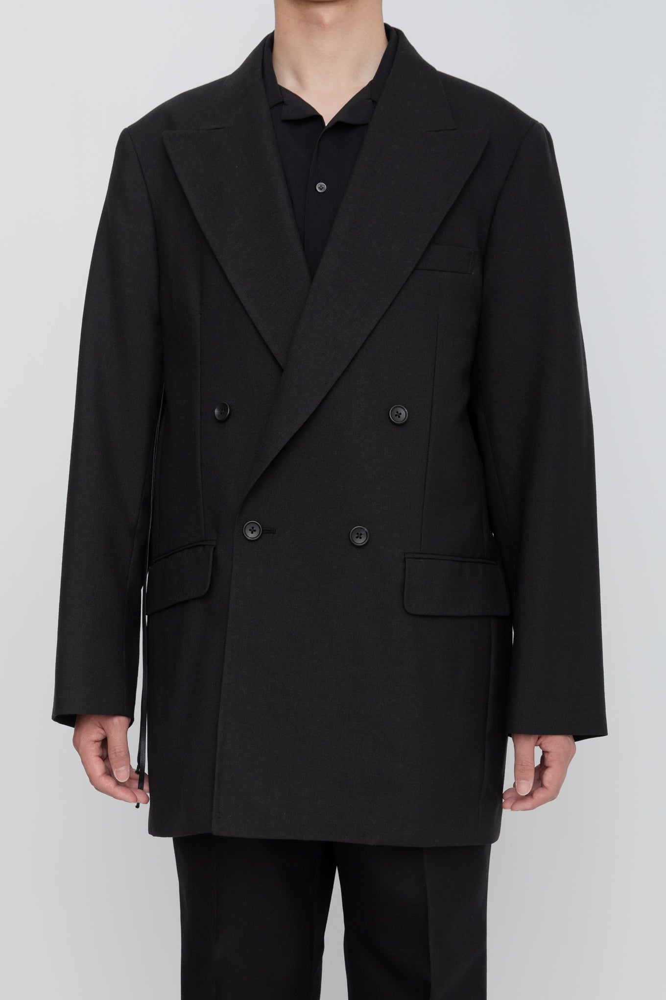 DOUBLE BREASTED LONG JACKET / BLACK