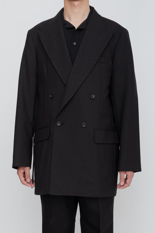 DOUBLE BREASTED LONG JACKET / BLACK