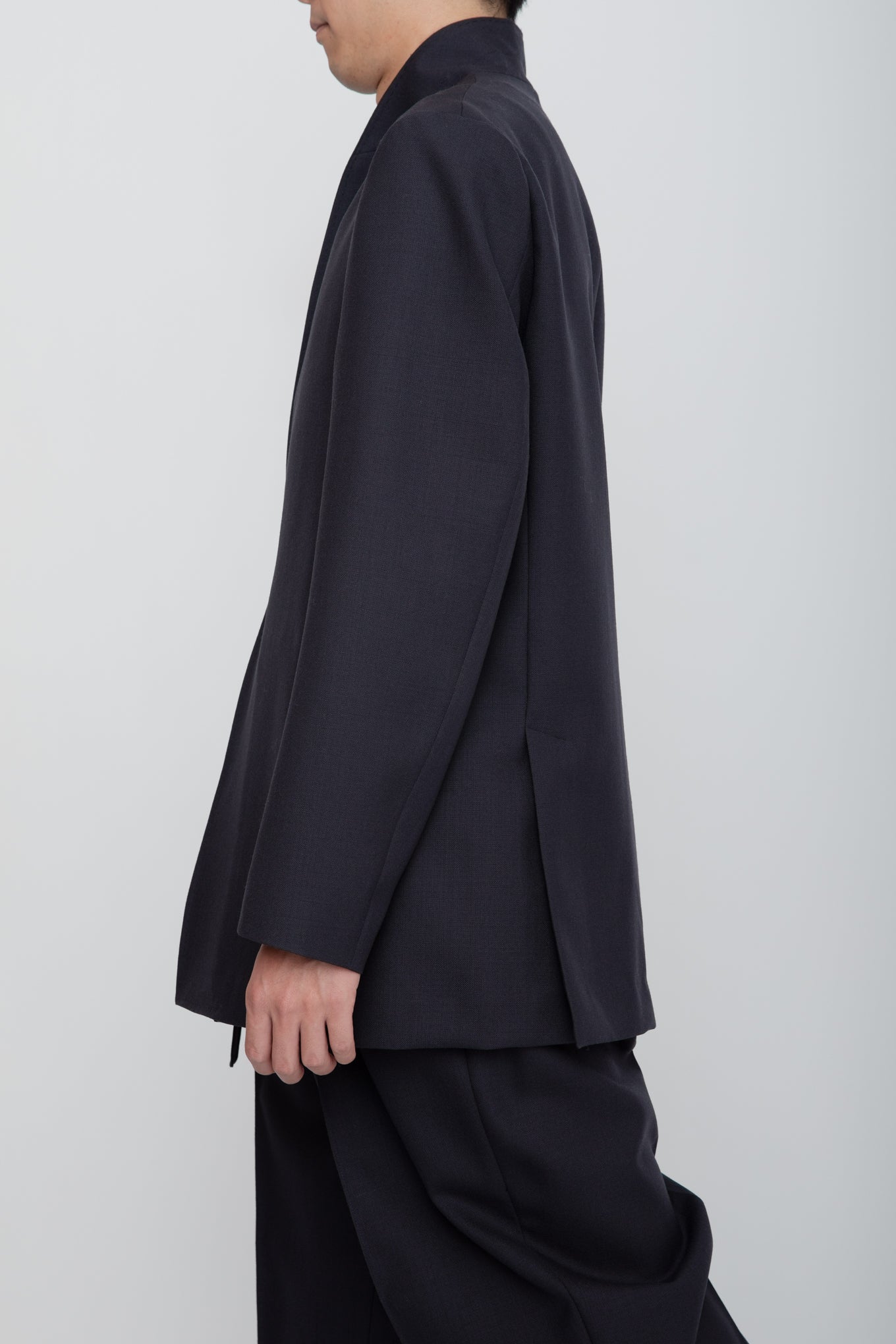 SHAWL COLLAR BELTED JACKET / NAVY