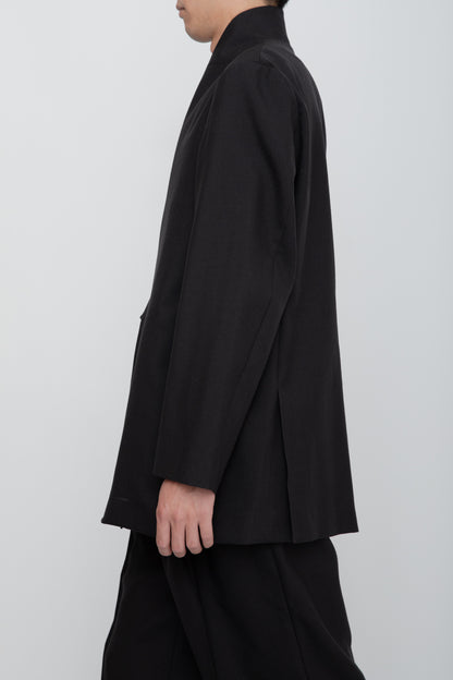 SHAWL COLLAR BELTED JACKET / BLACK