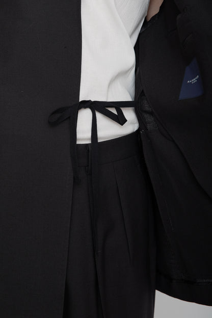 SHAWL COLLAR BELTED JACKET / BLACK