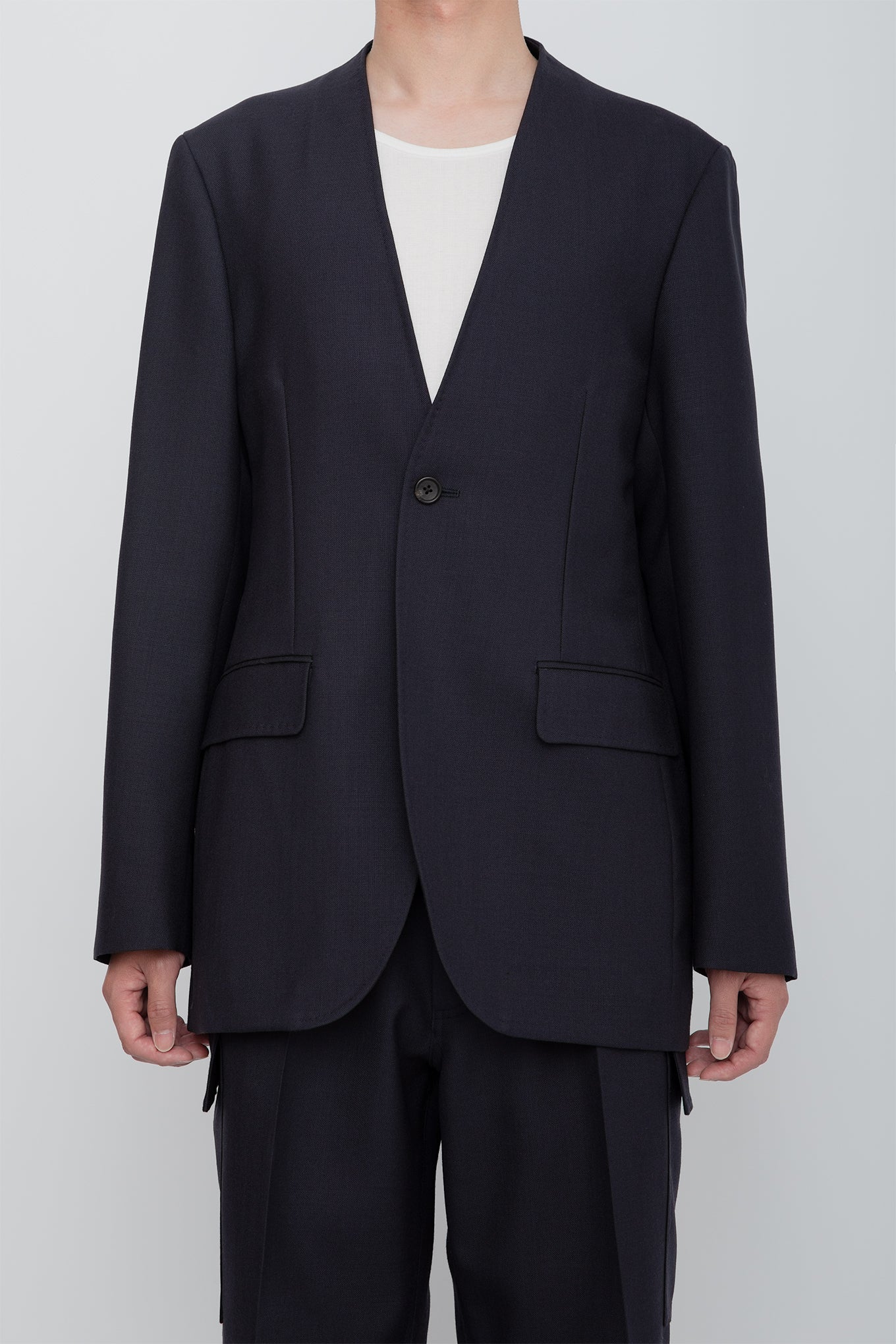 NO COLLAR JACKET / NAVY