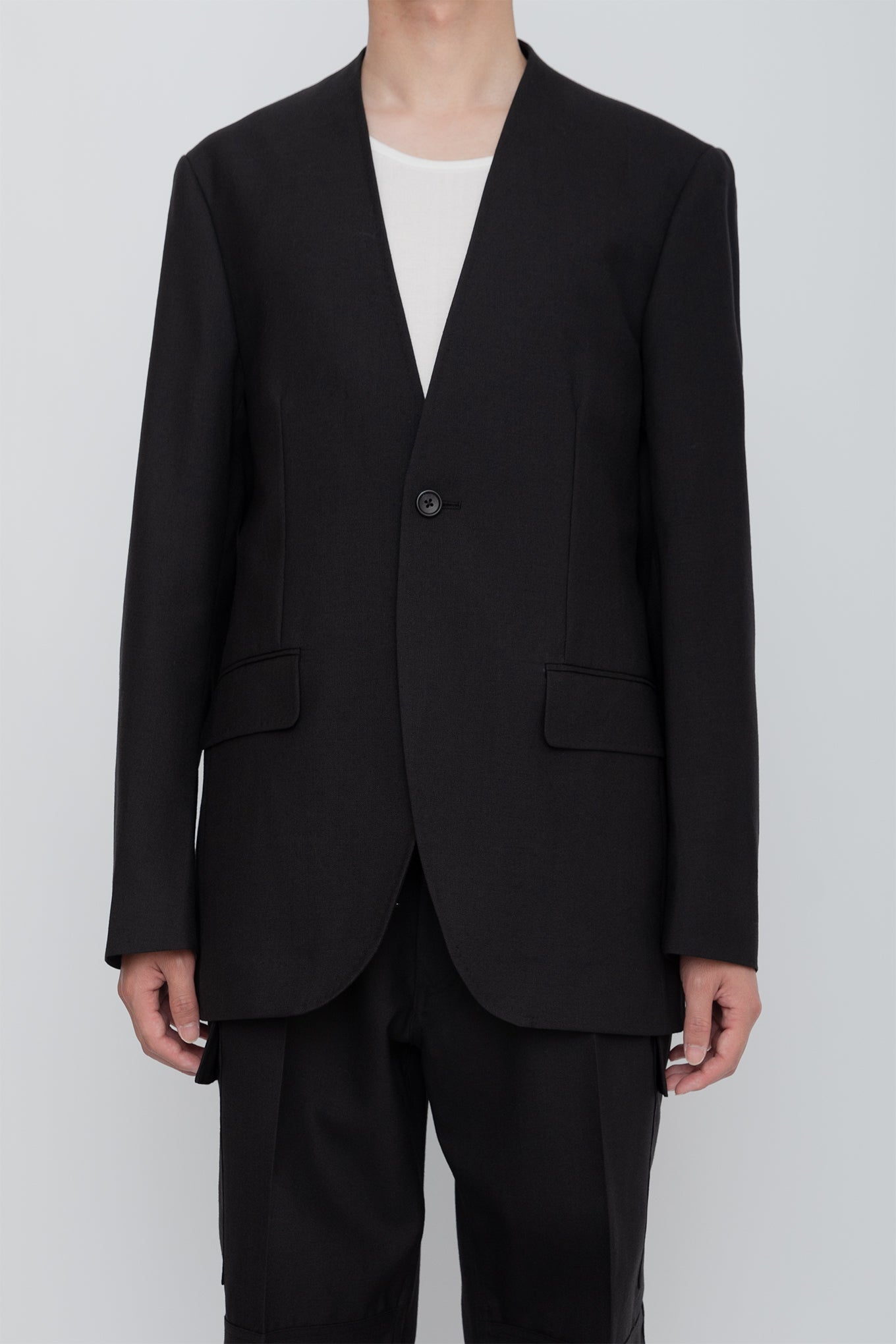 NO COLLAR JACKET / BLACK