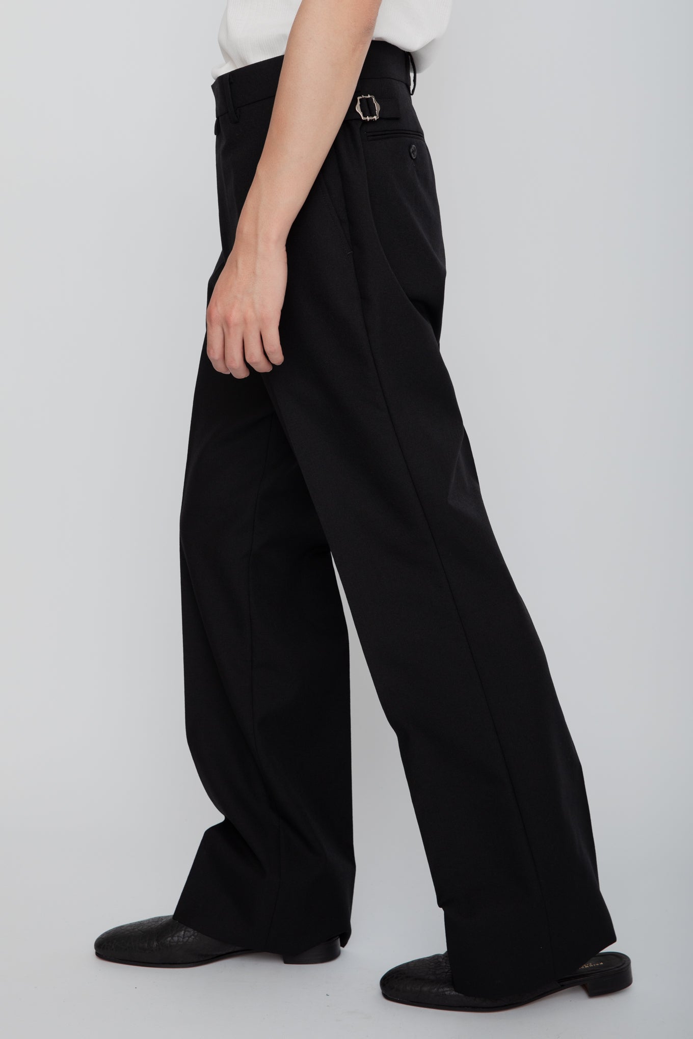 FLARED SEMI TROUSERS RAINMAKER ⁄ – KYOTO (BLACK) BLACK INDIGO