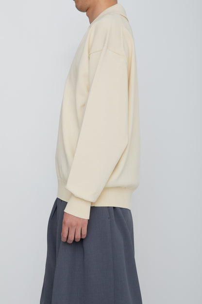 HEAVY KNIT POLO SWEATER / IVORY