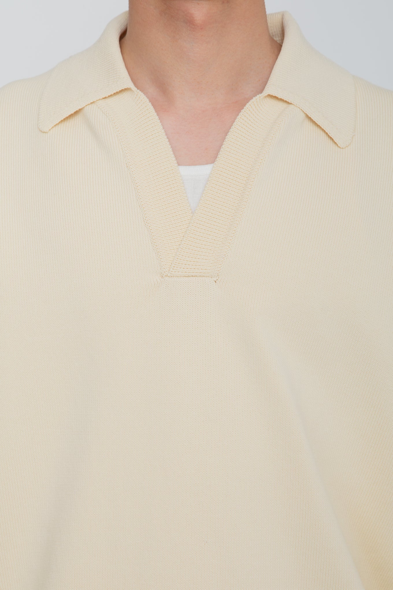 HEAVY KNIT POLO SWEATER / IVORY