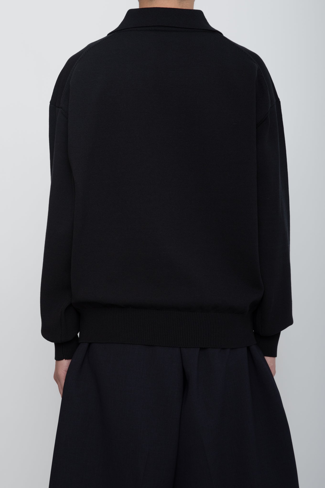 HEAVY KNIT POLO SWEATER / BLACK