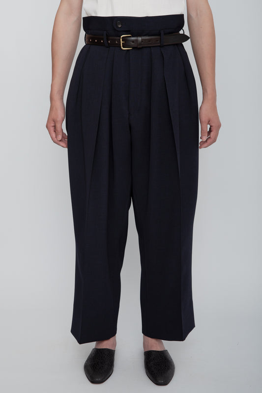 3-PLEATED TROUSERS / NAVY