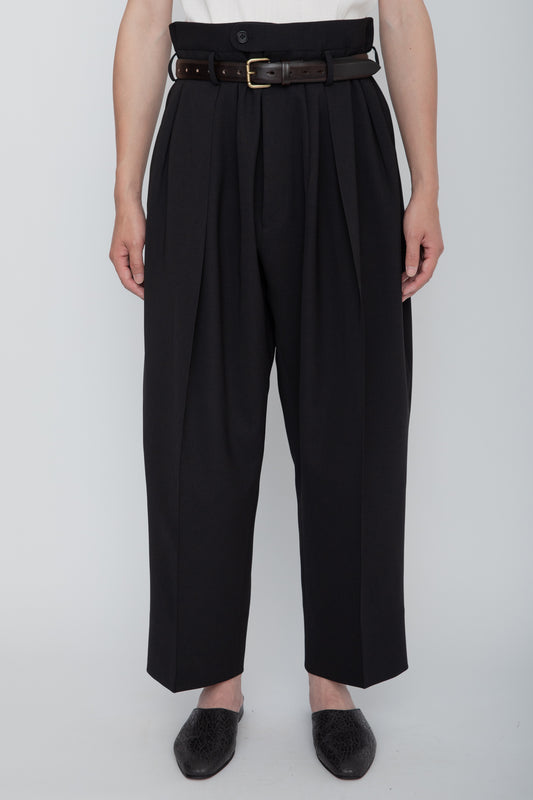 3-PLEATED TROUSERS / BLACK