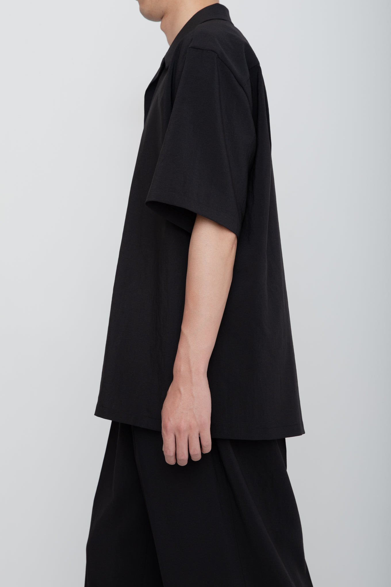 OPEN COLLAR SHIRT / BLACK – RAINMAKER KYOTO