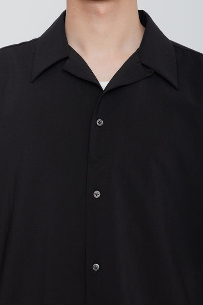 OPEN COLLAR SHIRT / BLACK