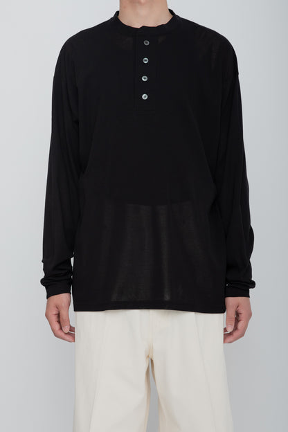 AIRFRAME HENLEY LS TEE  /  BLACK