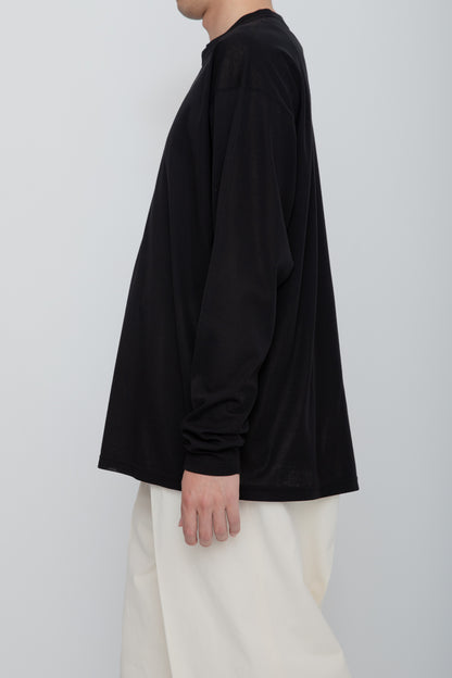 AIRFRAME HENLEY LS TEE  /  BLACK