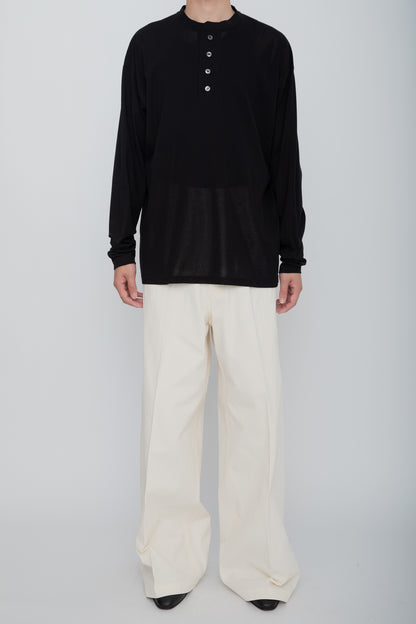 AIRFRAME HENLEY LS TEE  /  BLACK