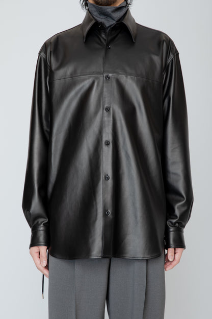 LEATHER DOUGI SHIRT / BLACK