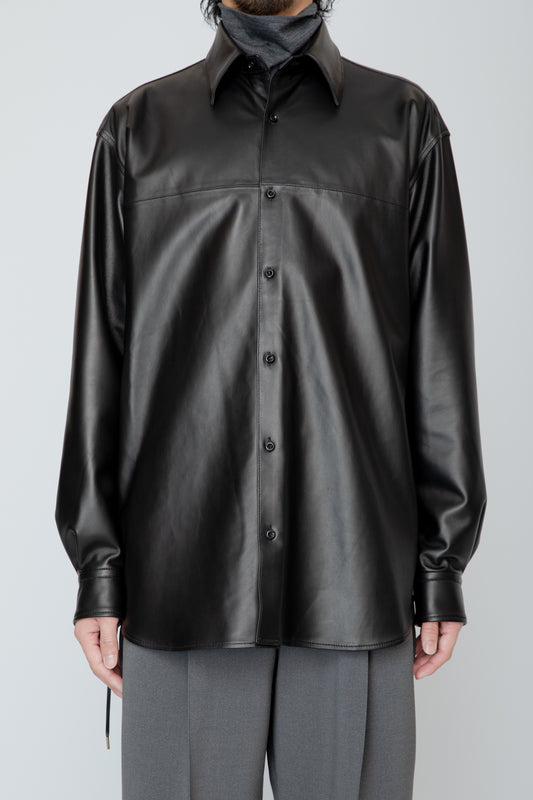 LEATHER DOUGI SHIRT / BLACK