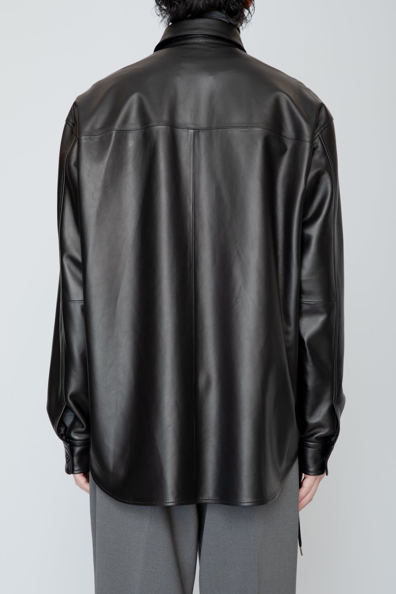 LEATHER DOUGI SHIRT / BLACK