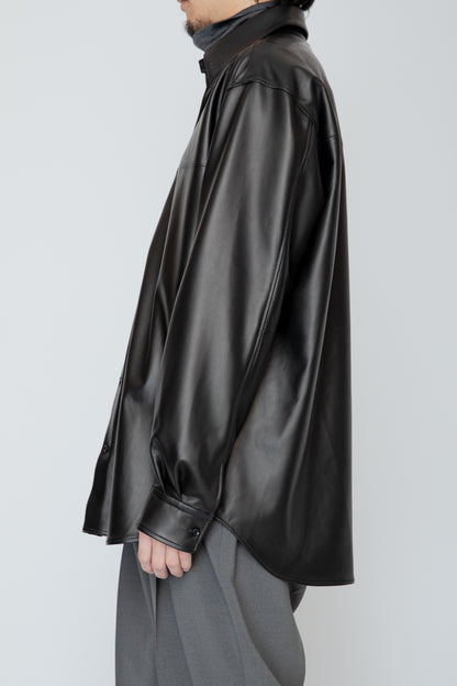 LEATHER DOUGI SHIRT / BLACK