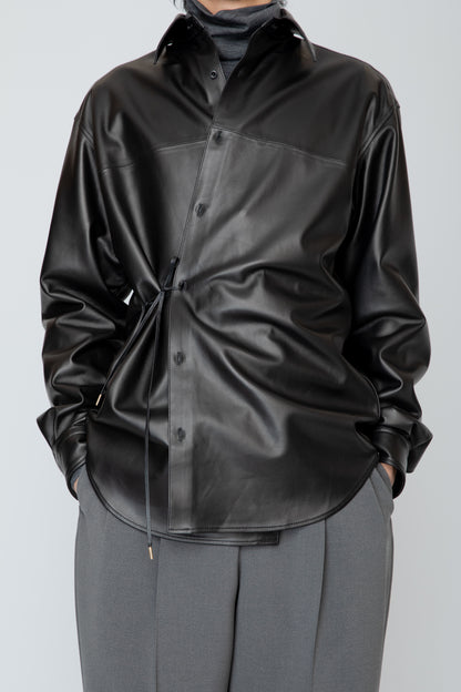 LEATHER DOUGI SHIRT / BLACK