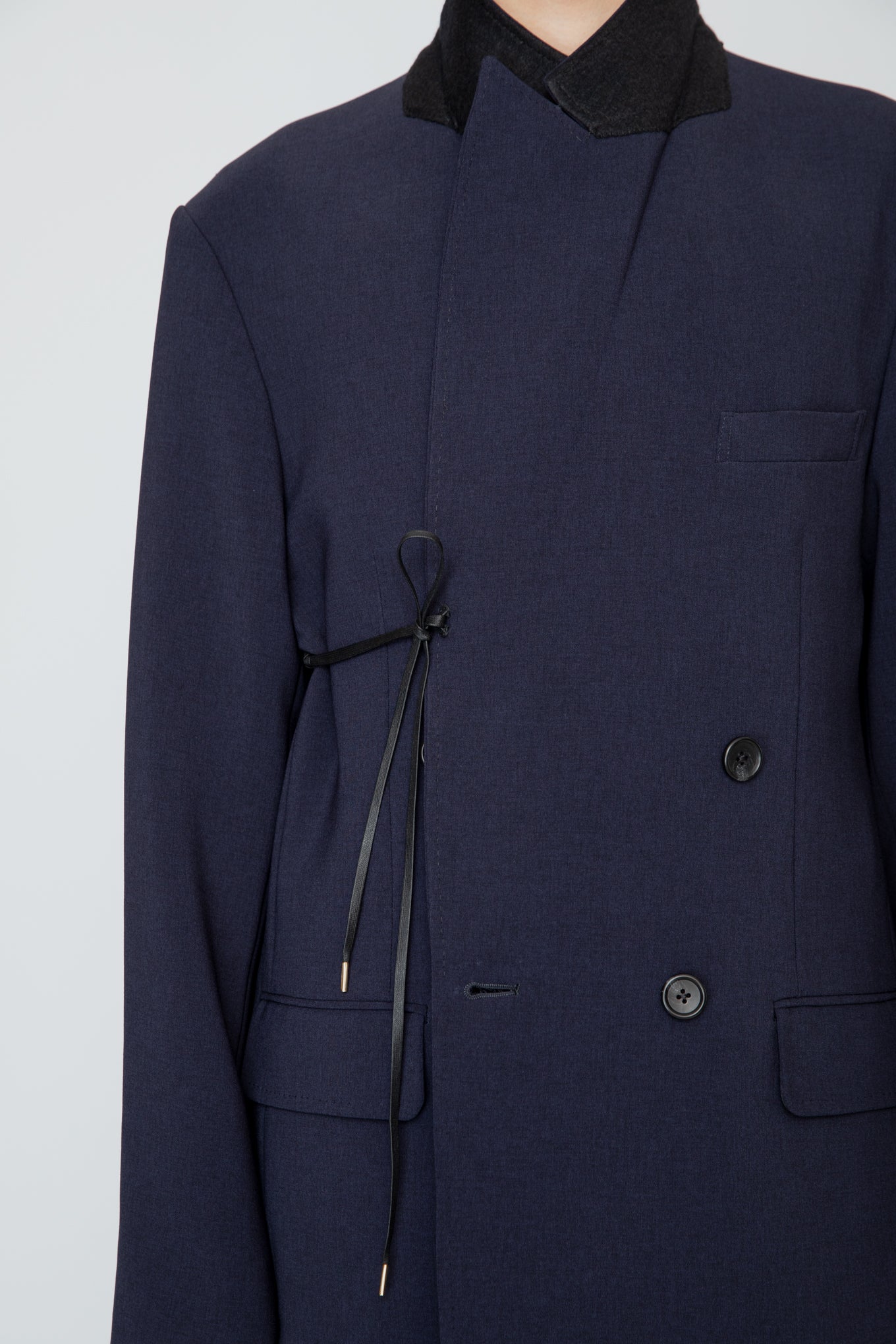 DOUBLE BREASTED LONG JACKET / NAVY