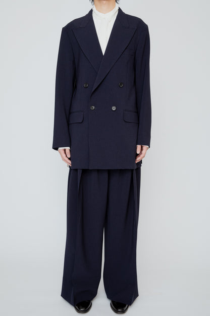 DOUBLE BREASTED LONG JACKET / NAVY