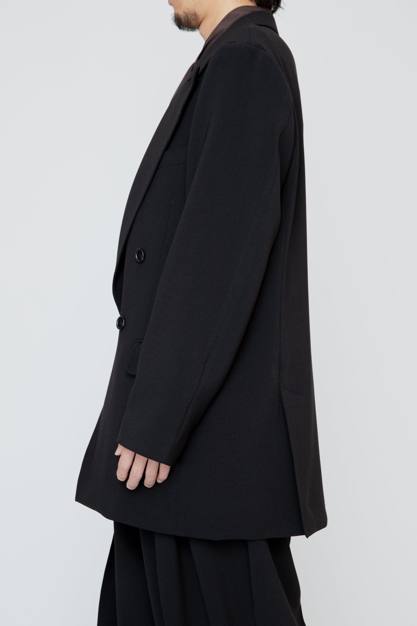 DOUBLE BREASTED LONG JACKET / BLACK