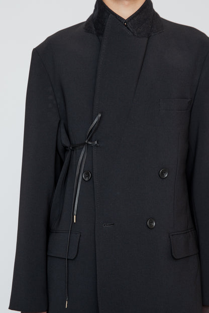 DOUBLE BREASTED LONG JACKET / BLACK
