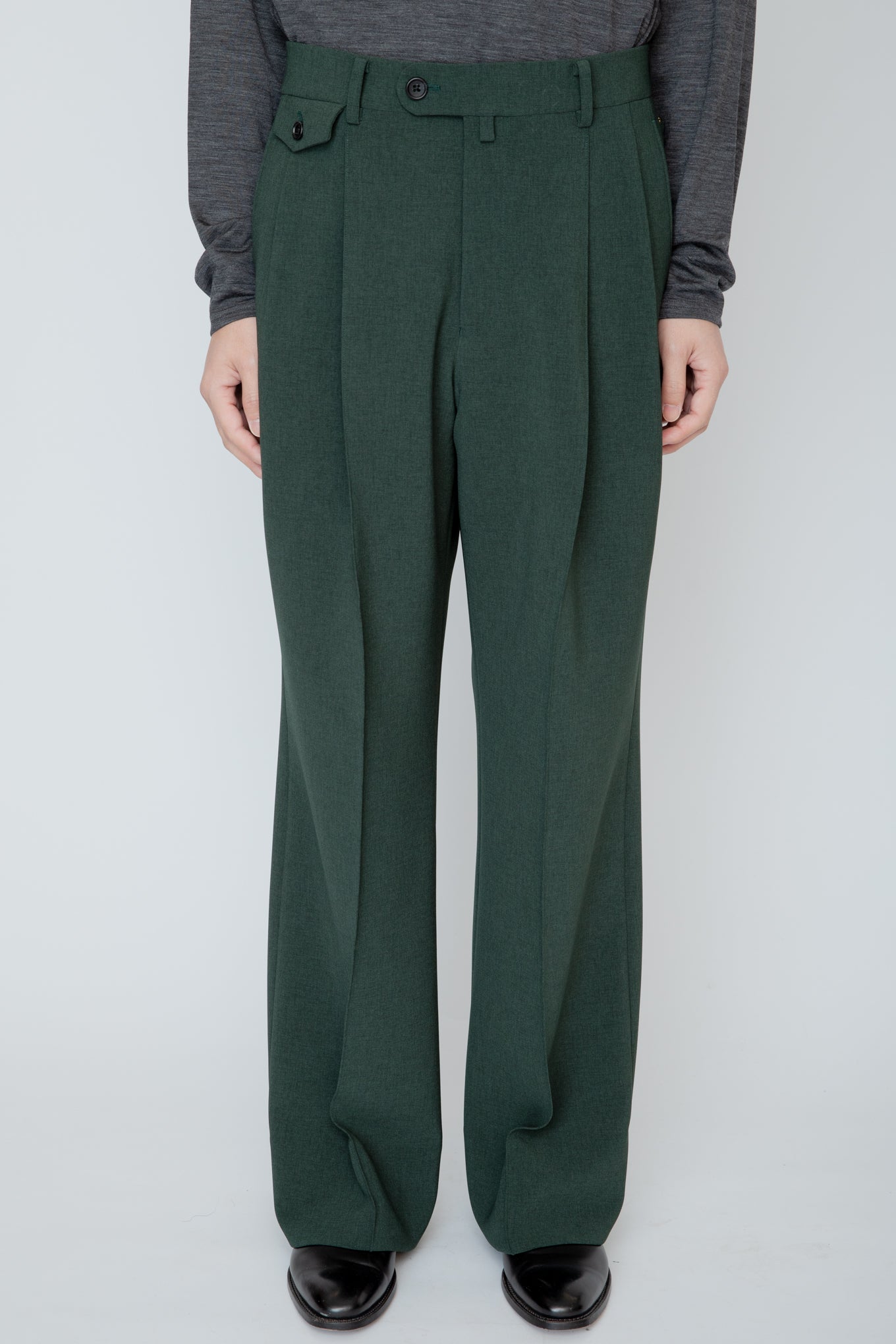 WIDE SEMI-FLARED TROUSERS / GREEN