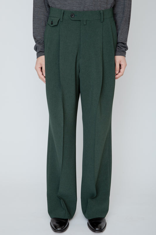 WIDE SEMI-FLARED TROUSERS / GREEN
