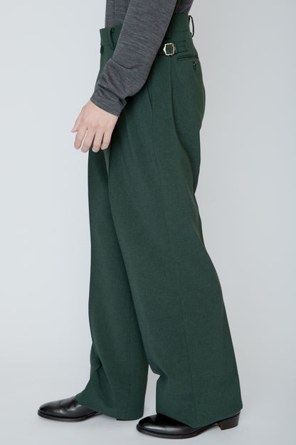 WIDE SEMI-FLARED TROUSERS / GREEN