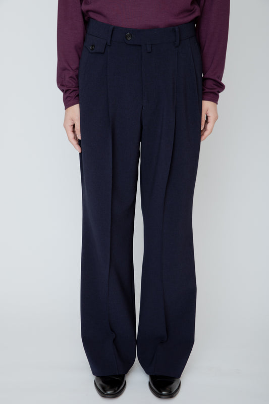 WIDE SEMI-FLARED TROUSERS / NAVY