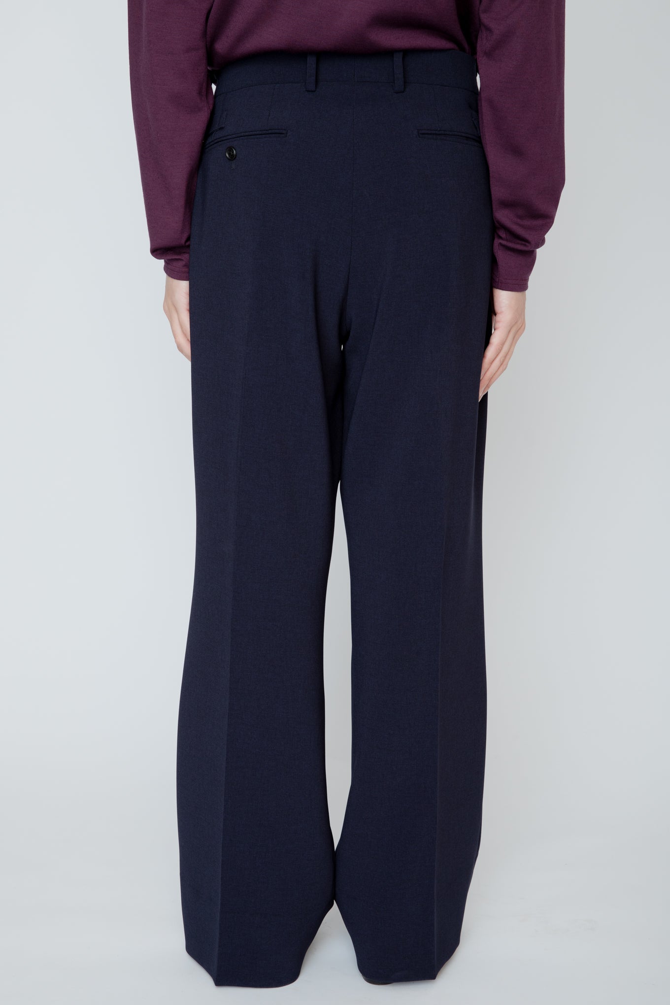 WIDE SEMI-FLARED TROUSERS / NAVY