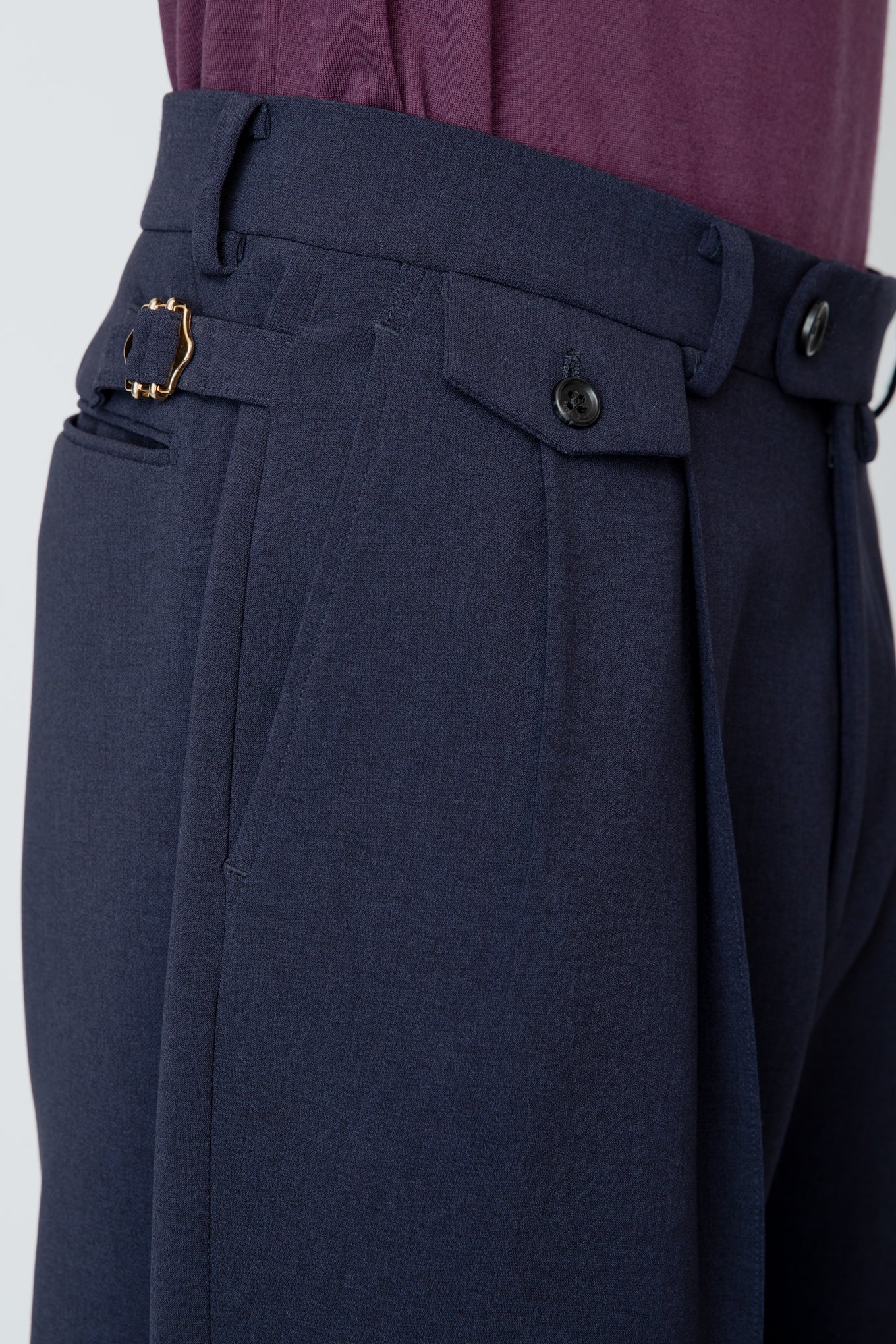 WIDE SEMI-FLARED TROUSERS / NAVY