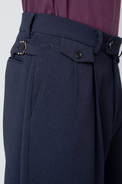 WIDE SEMI-FLARED TROUSERS / NAVY