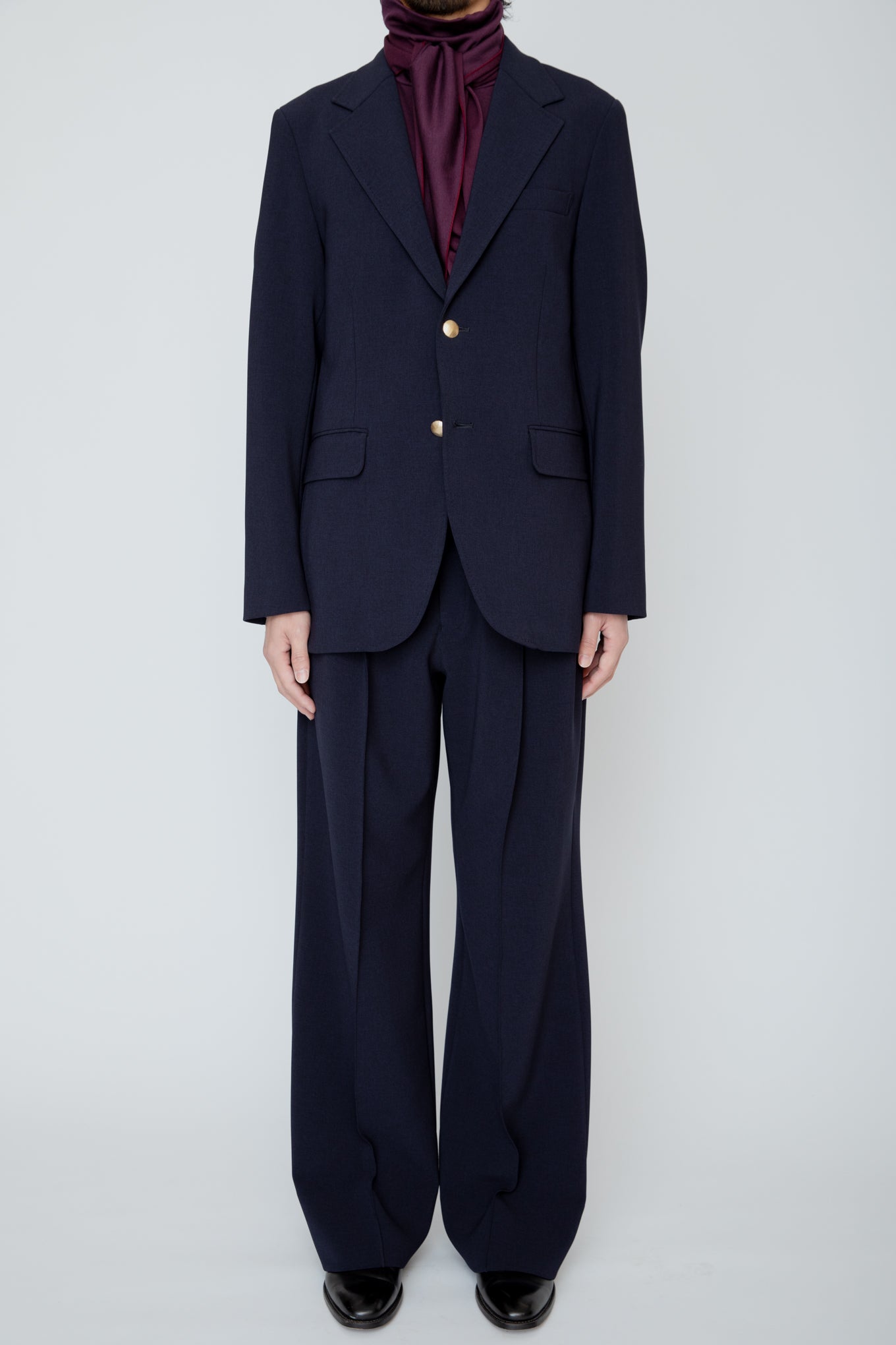 WIDE SEMI-FLARED TROUSERS / NAVY