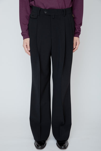 WIDE SEMI-FLARED TROUSERS / BLACK