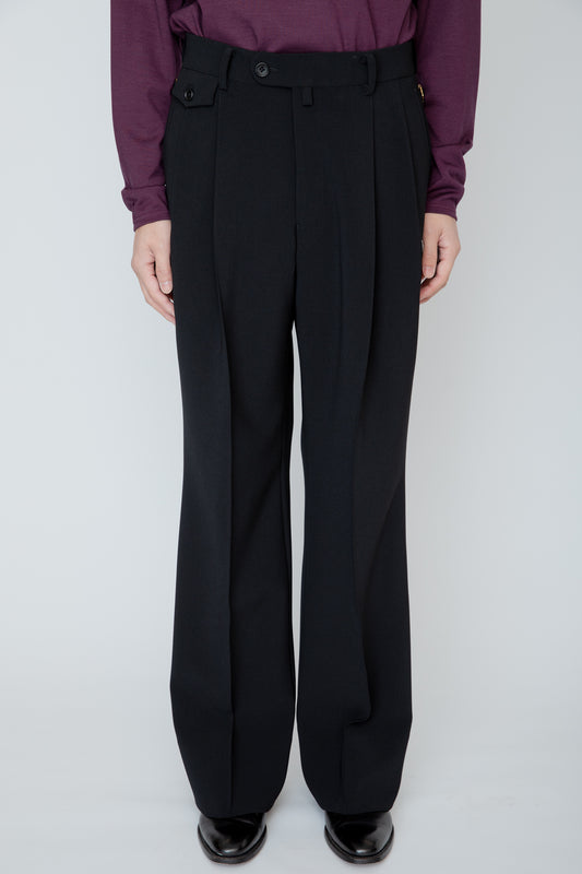 WIDE SEMI-FLARED TROUSERS / BLACK