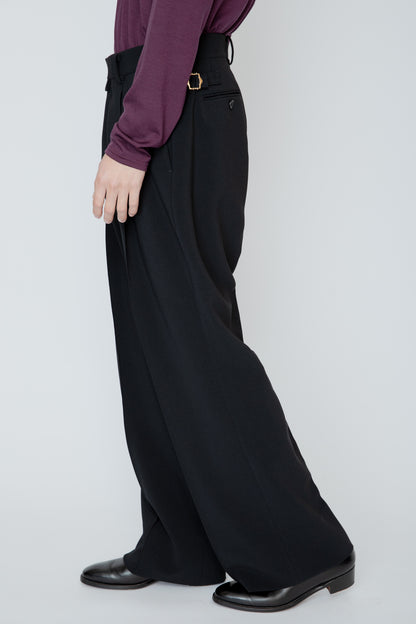 WIDE SEMI-FLARED TROUSERS / BLACK